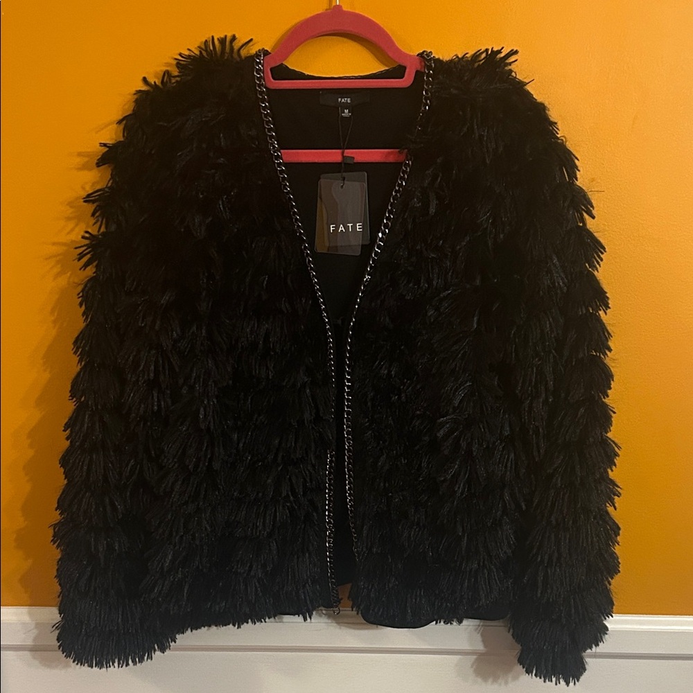 Fate Black Textured Teddy Jacket